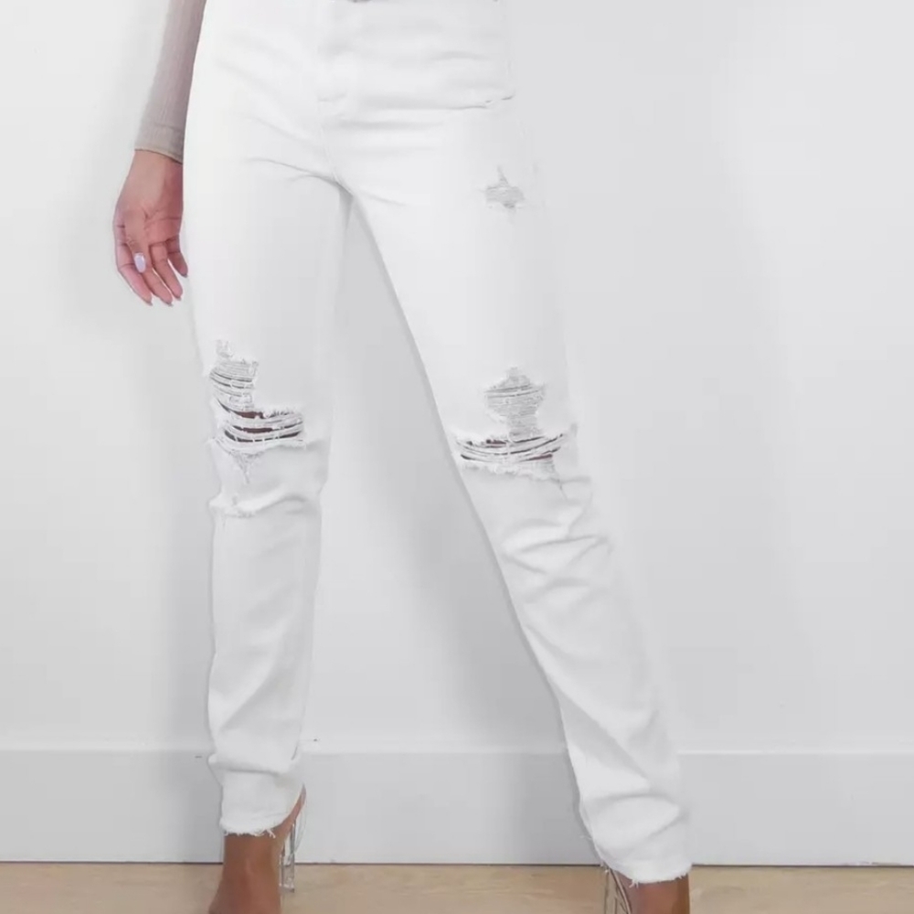River Island Distressed White Denim Jeans